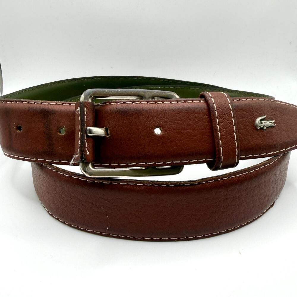Vintage Y2K Lacoste Brown Leather Belt